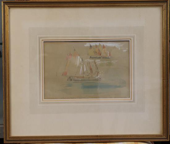Albert Goodwin (1845-1932) Sketch of Venetian boats 6 x 9in.